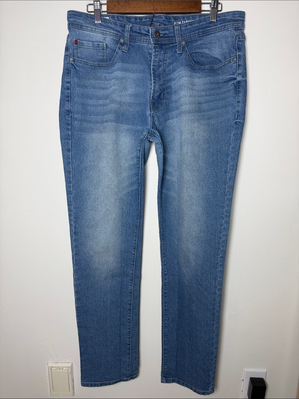 MBX men’s denim W 34 L 32 light Wash Blue Slim Jeans Tapered